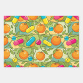 Feuille De Papier Cadeau Soins de santé et pharmacie Oranges et vignes (Devant)