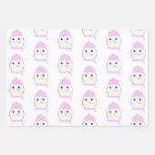 Feuille De Papier Cadeau Soirée de Noël Rose Snowman (Devant 2)