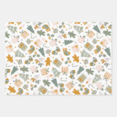 Feuille De Papier Cadeau Soirée de Noël Vert Et Or (Devant 3)