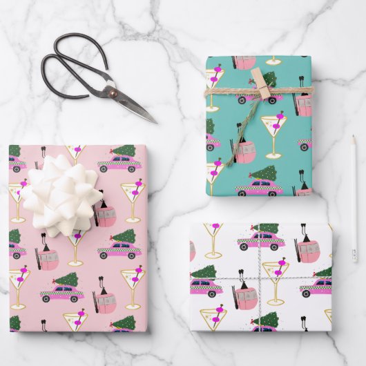 Feuille De Papier Cadeau Soirée du Nouvel An à Noël (Recto)