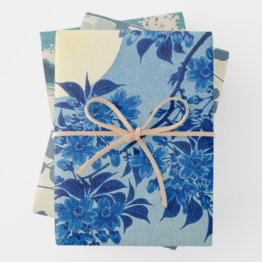 Feuille De Papier Cadeau Soirée Lune Arbre Bleu Lune (En situation)