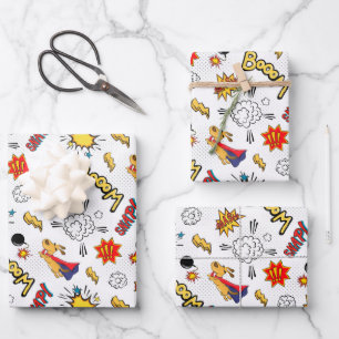 Feuille De Papier Cadeau soirée super-héros carrelée