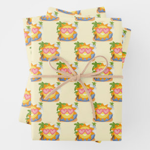 Feuille De Papier Cadeau Soleil de vacances été détente