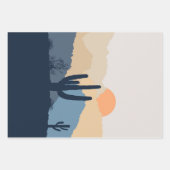 Feuille De Papier Cadeau Soleil désert bleu et beige (Devant 2)