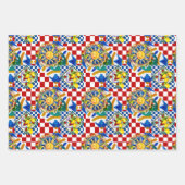 Feuille De Papier Cadeau soleil sicilien, demi lune, citron, tuiles méditer (Devant 2)