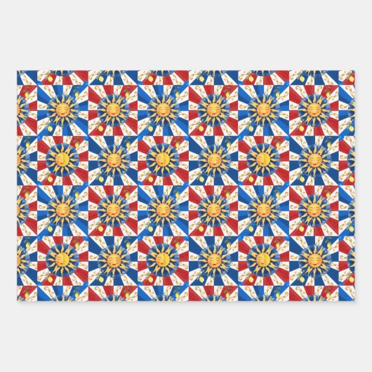 Feuille De Papier Cadeau soleil sicilien, majolica, citron, (Devant)