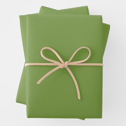 Feuille De Papier Cadeau Solid pepper grass green rustic (En situation)