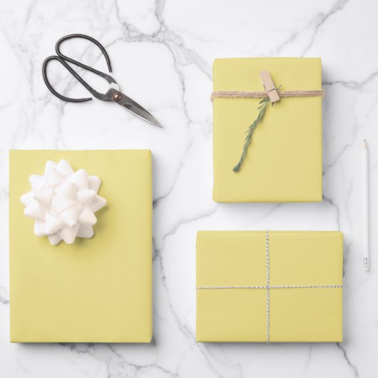 Feuille De Papier Cadeau Solide Pastel Jaune moderne (Recto)