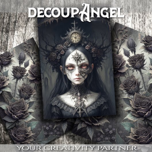 Feuille De Papier Cadeau Sorcière mystique : Rose - Découpage -