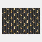 Feuille De Papier Cadeau Sorcière noire et or, Lunes et Halloween Citrouill (Devant 3)