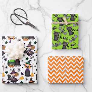 Feuille De Papier Cadeau Sorcières d'Halloween