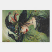 Feuille De Papier Cadeau Sorcières Whimsical Trio #2 Découpage (Devant)