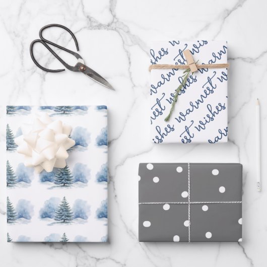 Feuille De Papier Cadeau Souhaits les plus chauds Neige couvert Arbre À feu (Recto)