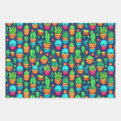 Feuille De Papier Cadeau Souriant Succulent et Cactus Plante Mets Designs (Devant)