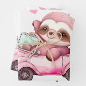 Feuille De Papier Cadeau Sourire rose Sloth conduisant une convertible (En situation)