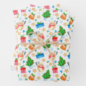 Feuille De Papier Cadeau Sourire Snowman Noël Arbre Présente Cookies (En situation)