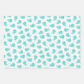 Feuille De Papier Cadeau Sous la mer Baleines Bleues Nager et s'amuser (Devant)