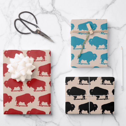 Feuille De Papier Cadeau Southwestern Buffalo Pattern (Recto)