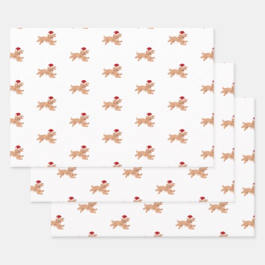 Feuille De Papier Cadeau Spaniel de Noël (Lot)