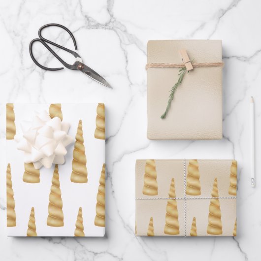 Feuille De Papier Cadeau Sparkle Gold Glam Unicorn Anniversaire (Recto)