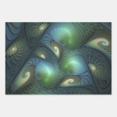 Feuille De Papier Cadeau Spirales Turquoise Beige Vert Abstrait Fractal Art (Devant 2)