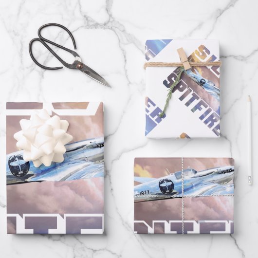 Feuille De Papier Cadeau Spitfire argenté (Recto)