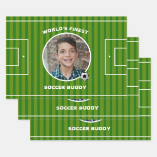 Feuille De Papier Cadeau Sports de soccer vert moderne terrain photo person