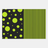Feuille De Papier Cadeau Spots et rayures - Lime vert (Devant 3)