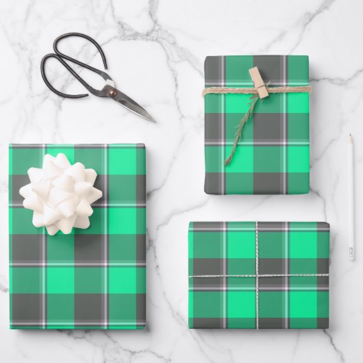 Feuille De Papier Cadeau Spring Green and Finlandia Plaid (Recto)