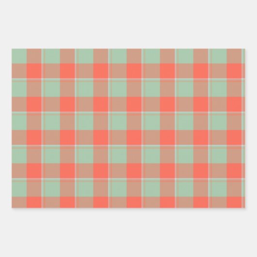Feuille De Papier Cadeau Spring Rain and Persimmon Plaid Green Apricot (Devant 2)