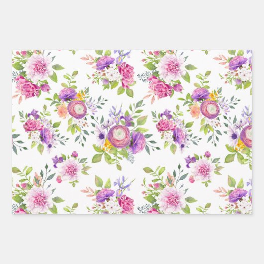 Feuille De Papier Cadeau Spring Ranunculus et Collage Rose (Devant 2)