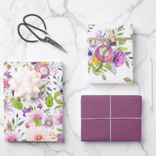 Feuille De Papier Cadeau Spring Ranunculus et Collage Rose