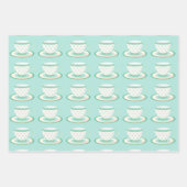 Feuille De Papier Cadeau Spring Tea Party Turquoise et Jaune (Devant 2)