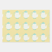 Feuille De Papier Cadeau Spring Tea Party Turquoise et Jaune (Devant)
