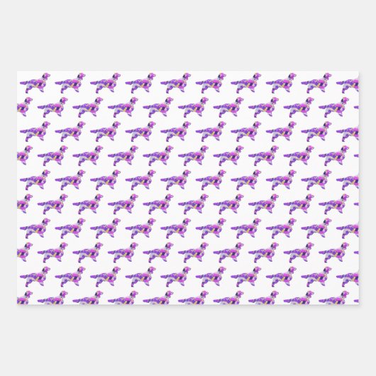 Feuille De Papier Cadeau Springer Spaniel Chien Silhouette Purple Anniversa (Devant 3)
