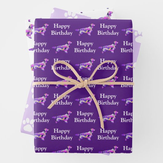 Feuille De Papier Cadeau Springer Spaniel Chien Silhouette Purple Anniversa (En situation)