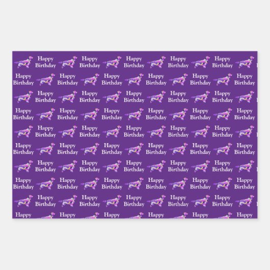 Feuille De Papier Cadeau Springer Spaniel Chien Silhouette Purple Anniversa (Devant)