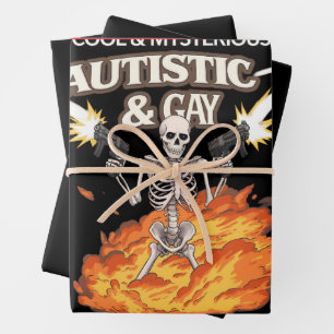 Feuille De Papier Cadeau Squelette Autiste et Gay Drôle de Sensibilisation 