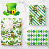 Feuille De Papier Cadeau St. Patrick's Day Green Shamrocks Leprechaun Fun 3
