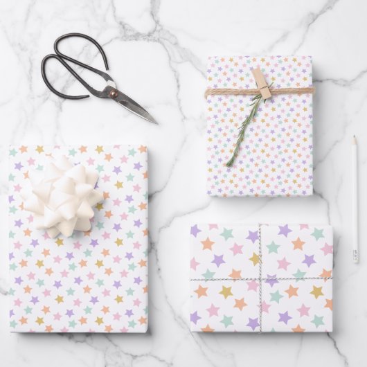 Feuille De Papier Cadeau Star Confetti (Pastel) (Recto)