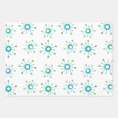 Feuille De Papier Cadeau Starbursts Coloré Turquoise (Devant 3)
