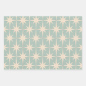 Feuille De Papier Cadeau Starbursts Modernes du milieu du siècle Celadon (Devant 2)