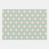 Feuille De Papier Cadeau Starbursts Modernes du milieu du siècle Celadon (Devant)