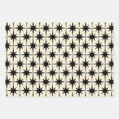 Feuille De Papier Cadeau Starburts du milieu du siècle atomique Noir et crè (Devant 3)