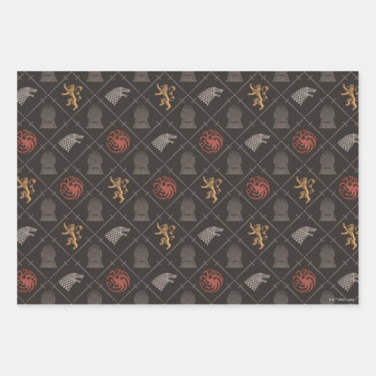 Feuille De Papier Cadeau Stark, Lannister, Targaryen, Motif du Trône de fer (Devant)