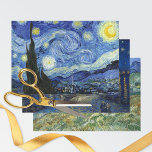 Feuille De Papier Cadeau Starry Night Sky Vincent van Gogh<br><div class="desc">Découvrez la beauté intemporelle de l'art avec Vincent van Gogh (1853-1890), artiste hollandais de la période post-impressionniste. Envelopper les feuilles de papier - une célébration des chefs-d'oeuvre qui ont captivé les coeurs depuis des générations. Starry Night (1889) - avec un croissant de lune dans un ciel nocturne tourbillonné. Starry Night...</div>