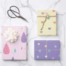 Stars Coeurs Rainbow Pastels Envelopper des feuill