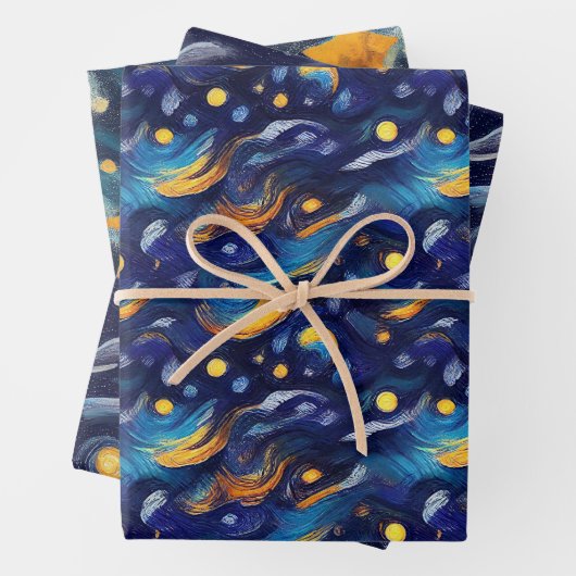 Feuille De Papier Cadeau Stars Night Sky Anniversaire (En situation)