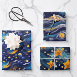 Feuille De Papier Cadeau Stars Night Sky Anniversaire
