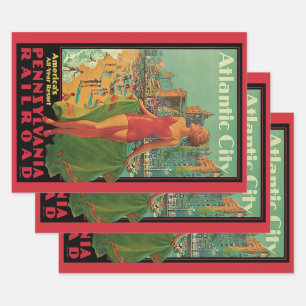 Feuille De Papier Cadeau Station balnéaire d'Atlantic City, voyage en train